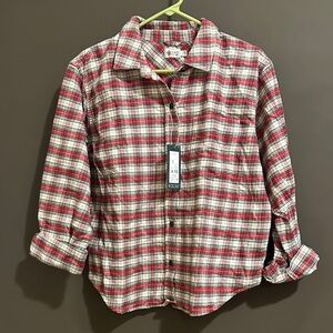 Alpine Red/ green/ cream Plaid button up Shirt NWT MEDIUM